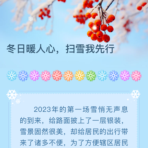 冬日暖人心，扫雪我先行