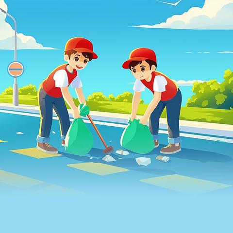 红领巾清扫家园显担当